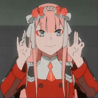 🙉 Zero Two Darling in the Franxx anime, dziewczyna, różowe włosy, Zero Two, Darling in the Franxx, postać telegram sticker