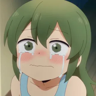 😖 anime, gadis, menangis, sedih, air mata, rambut hijau, emosional whatsapp sticker