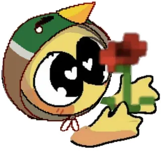 🌹 canard, dessin animé, fleur, mignon, animal, chapeau whatsapp sticker