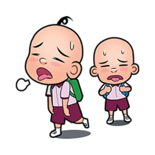 😨 cartoon, child, school, backpack, tired, sad whatsapp sticker