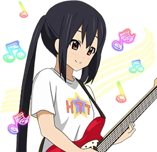 🎸 Azusa Nakano K-On! HTT anime, guitar, music, azusa, kawaii telegram sticker