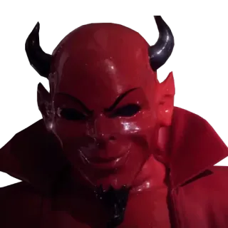 😈 악마, 마스크, 빨간색, 뿔, 할로윈, 코스튬, 악 telegram sticker