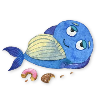 🍪 poisson, donut, cookie, aquarelle, mignon telegram sticker