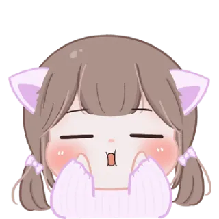 😌 schattig, anime, kattenoren, cartoon, meisje, sticker telegram sticker