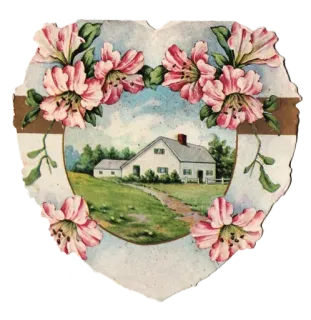 🏠 fiore, casa, paesaggio, natura, vintage, cuore, floreale, campagna whatsapp sticker