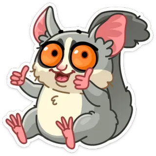 👍 társio, animal, adesivo, desenho animado, fofo, olhos telegram sticker