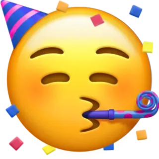 🎉 emoji, party, celebration, festive, hat, confetti, kiss whatsapp sticker