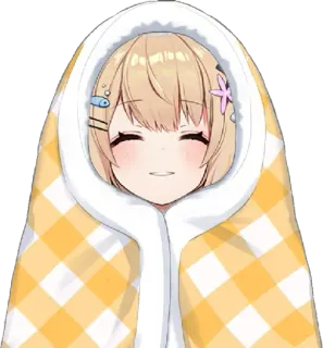 ☺️ ragazza anime, carina, coperta, giallo, allegra, kawaii telegram sticker