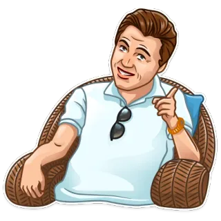 😁 homme, assis, chaise, lunettes de soleil, décontracté telegram sticker