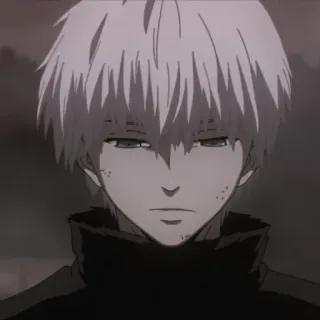 🔥 Ken Kaneki Tokyo Ghoul 애니메이션, 도쿄 구울, 카네키 켄, 구울, 흰머리, 진지함, 캐릭터 telegram sticker