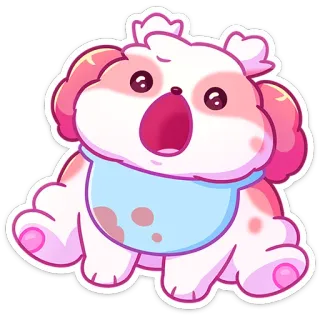 😦 cute, cartoon, animal, pink, kawaii, sticker telegram sticker
