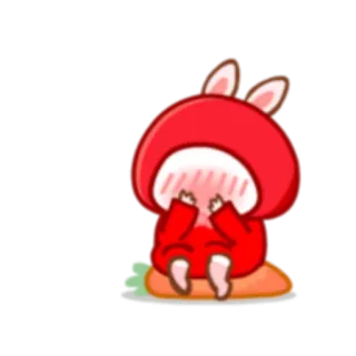 🙈 królik, zajączek, słodki, kawaii, rumieniący się whatsapp sticker