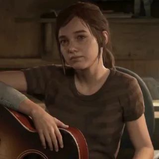 🪶 Ellie Williams The Last of Us видеоигра, персонаж, гитара, портрет, элли telegram sticker