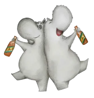 🍻 kuda nil, hippo, binatang, kartun, bir, alkohol, perayaan whatsapp sticker