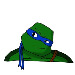🤨 Leonardo นินจาเต่า, เลโอนาร์โด, การ์ตูน, สัตว์เลื้อยคลาน, หน้ากากสีฟ้า telegram sticker