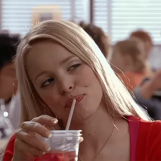 ♥️ Regina George Mean Girls Lolita malgré moi, Regina George, Rachel McAdams, Boire, Blonde, Film, Culte telegram sticker