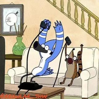 🥳 Mordecai Regular Show Regular Show, Mordecai, Rigby, cartoon, comedy, animation telegram sticker