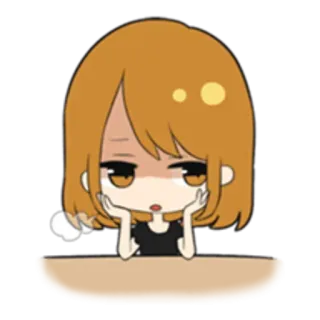 🙇 adesivo, desenho animado, menina, anime, mangá, fofo, entediada, cansada whatsapp sticker