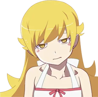 😏 Shinobu Oshino Monogatari 애니메이션, 캐릭터, 오시노 시노부, 모노가타리, 여자, 금발 telegram sticker