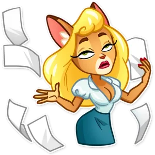 😑 Dibujo animado, Personaje, Sticker, Mujer, Rubia, Antropomorfo telegram sticker