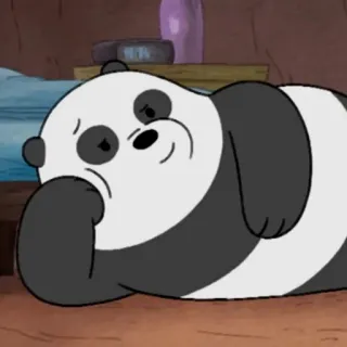 🙈 Panda We Bare Bears Панда, Медведь, Мультфильм, Милый, Ленивый, Грустный, Лежащий whatsapp sticker