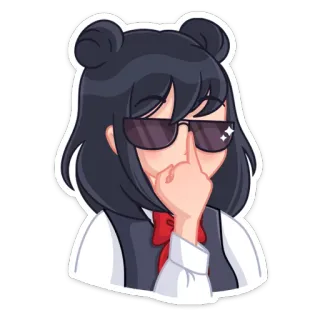 😎 Anime, Fille, Doigt d'honneur, Lunettes de soleil, Dessin animé, Autocollant telegram sticker