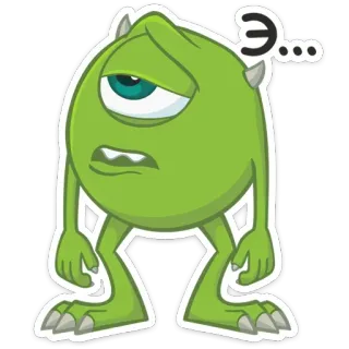 🤨 Mike Wazowski Monsters, Inc. Э... monsters inc, mike wazowski, disney, pixar, cartoon, green monster telegram sticker