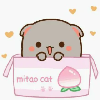 🍓 mitao cat kucing, persik, kawaii, lucu, stiker whatsapp sticker