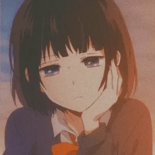 🙁 Anime, Mädchen, Traurig, Schuluniform telegram sticker