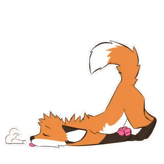 😞 raposa, animal, cansado, exausto, deitado, desenho animado whatsapp sticker