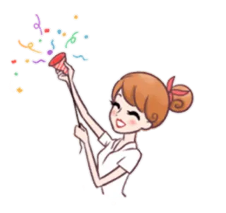 🎉 celebração, festa, confete, mulher, feliz, desenho animado telegram sticker