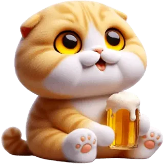 🍺 mèo, động vật, dễ thương, bia, đồ uống, kawaii telegram sticker