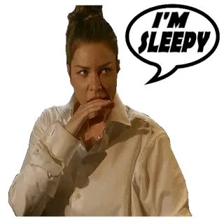 😪 I'M SLEEPY schläfrig, Frau, müde, Person, Sprechblase, Schlaf telegram sticker