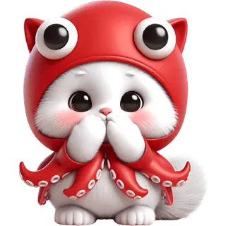 🤭 cat, cute, octopus, animal, cartoon, kawaii telegram sticker