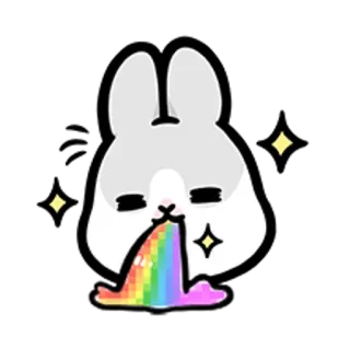 😋 兔子, 呕吐, 彩虹, 卡通, 可爱, 贴纸 telegram sticker