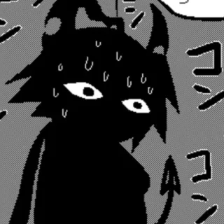 😶 demon, sweating, anime, black, horror whatsapp sticker