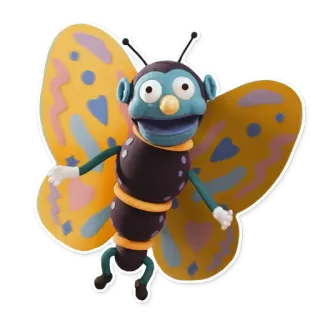 🦋 Yellow Guy Don't Hug Me I'm Scared 人形, 蝶, 黄色い奴, Don't Hug Me I'm Scared, DHIMS telegram sticker