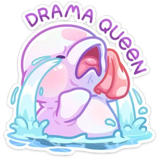 😭 DRAMA QUEEN Drama, Queen, Pianto, Cartone animato, Sticker, Emozionale, Lacrime telegram sticker