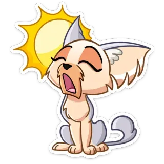 ☀️ cão, bocejo, sol, desenho animado, animal, cansado telegram sticker