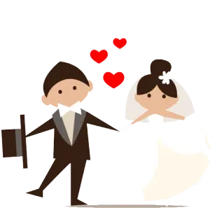 💑 свадьба, невеста, жених, любовь, брак, сердца whatsapp sticker