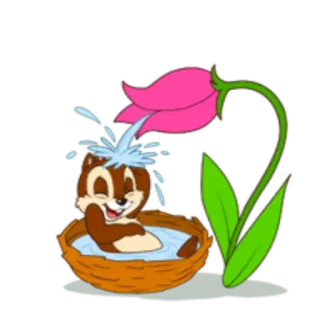 🛁 cartoon, animal, chipmunk, flower, bath, cute telegram sticker