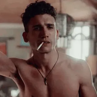 🎭 homme, cigarette, torse nu, fumer, masculin, tabac, collier telegram sticker