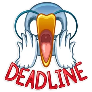 😱 DEADLINE Frist, Stress, Druck, Arbeit, Cartoon, Vogel, Hände, Eilig telegram sticker