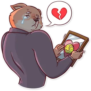 💔 chien, coeur brisé, triste, balle de tennis, miroir whatsapp sticker