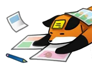 😖 zorro, dibujo animado, durmiendo, papel, perezoso, animal, lindo telegram sticker