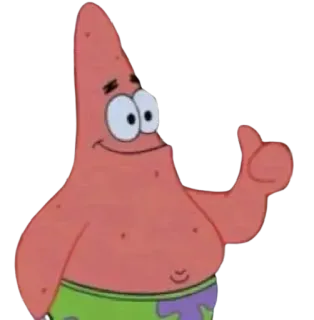 👍 Patrick Star Spongebob Squarepants Kreskówka, Rozgwiazda, Kciuk w górę, Szczęśliwy, Nickelodeon telegram sticker