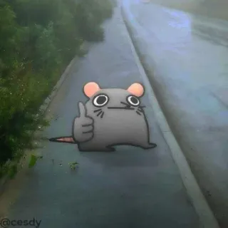 👍 @cesdy 老鼠, 可爱, 卡通, 赞, 贴纸, 动物, 啮齿动物 telegram sticker