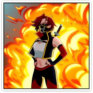 🔥 Anime, Eksplozja, Miecz, Dziewczyna, Maska, Ogień, Ninja telegram sticker