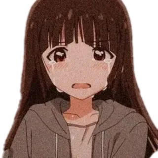 😭 Anime, Traurig, Weinend, Mädchen, Cartoon telegram sticker