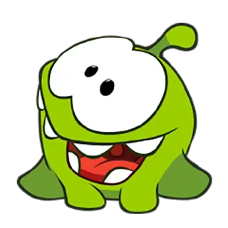 😉 Om Nom Cut the Rope Om Nom, Cut the Rope, groen monster, cartoon, game personage telegram sticker